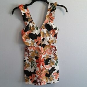 Zara Trafaluc Romper Multicolor Tropical Floral Sleeveless Skort Women's S